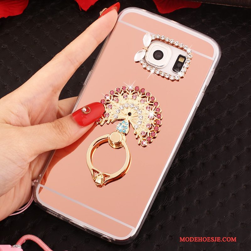 Hoesje Samsung Galaxy S6 Edge Scheppend Hanger Ring, Hoes Samsung Galaxy S6 Edge Bescherming Telefoon Roze