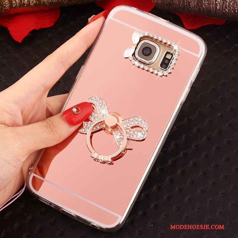 Hoesje Samsung Galaxy S6 Edge Scheppend Hanger Ring, Hoes Samsung Galaxy S6 Edge Bescherming Telefoon Roze