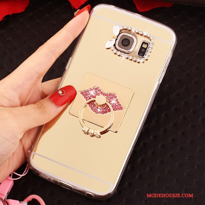 Hoesje Samsung Galaxy S6 Edge Scheppend Hanger Ring, Hoes Samsung Galaxy S6 Edge Bescherming Telefoon Roze