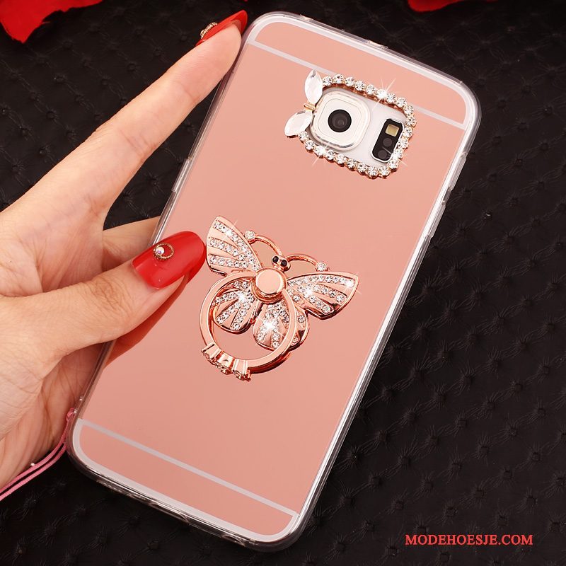 Hoesje Samsung Galaxy S6 Edge Scheppend Hanger Ring, Hoes Samsung Galaxy S6 Edge Bescherming Telefoon Roze