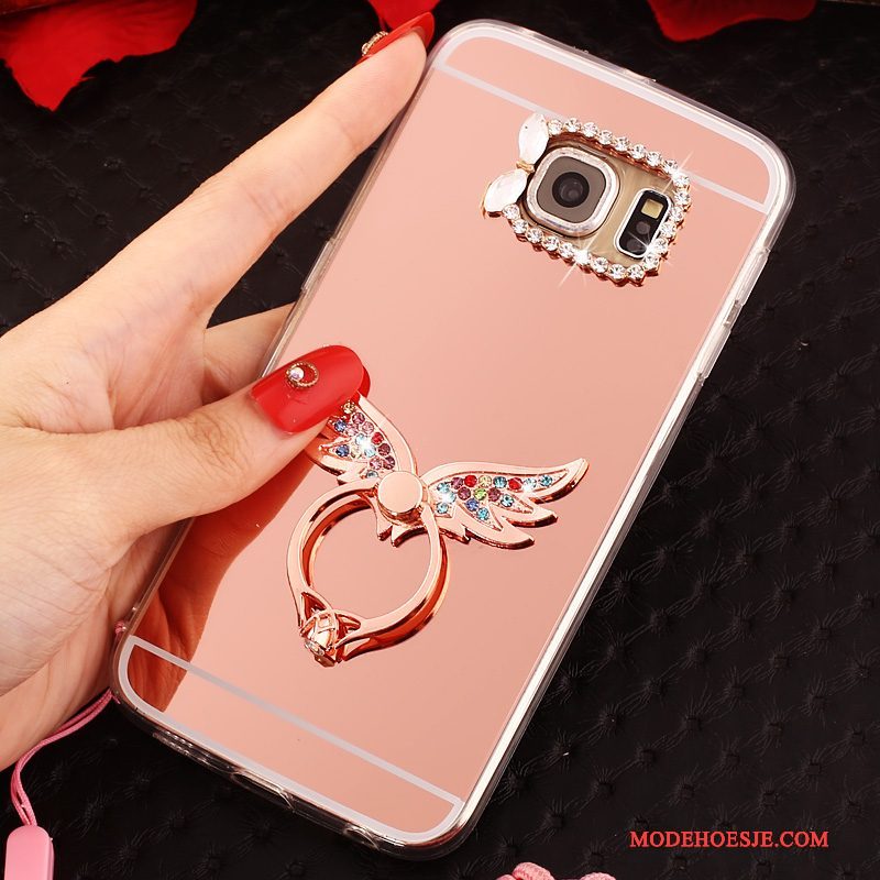 Hoesje Samsung Galaxy S6 Edge Scheppend Hanger Ring, Hoes Samsung Galaxy S6 Edge Bescherming Telefoon Roze