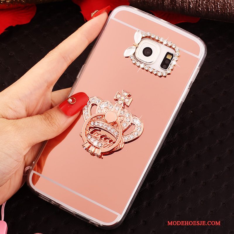 Hoesje Samsung Galaxy S6 Edge Scheppend Hanger Ring, Hoes Samsung Galaxy S6 Edge Bescherming Telefoon Roze