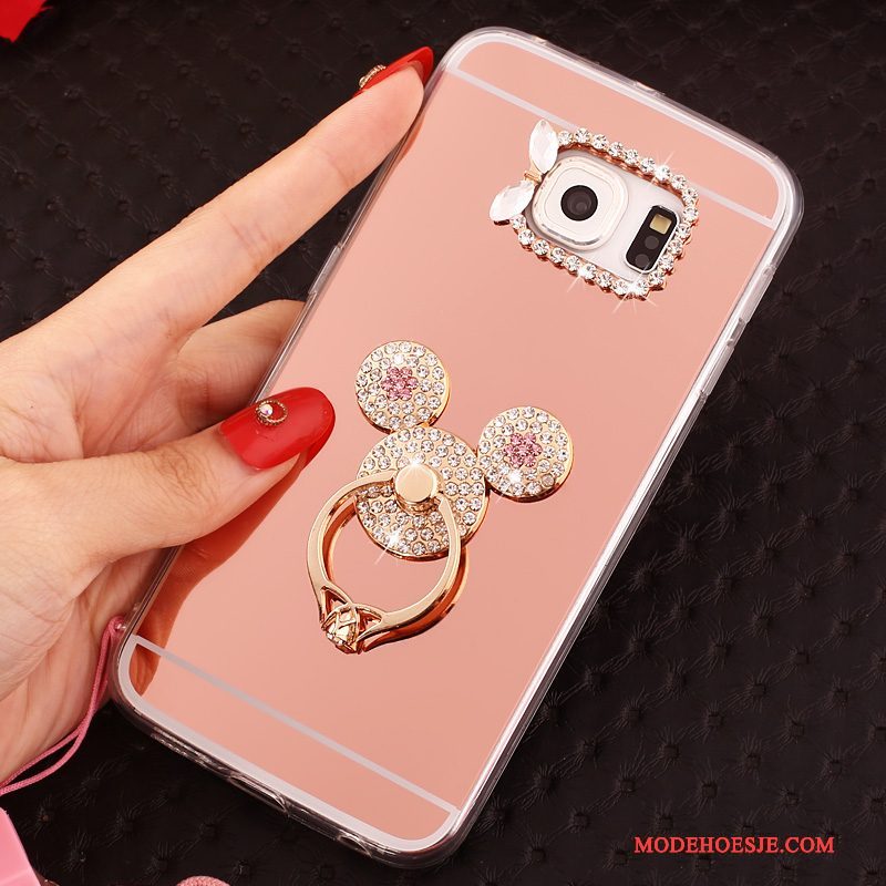 Hoesje Samsung Galaxy S6 Edge Scheppend Hanger Ring, Hoes Samsung Galaxy S6 Edge Bescherming Telefoon Roze