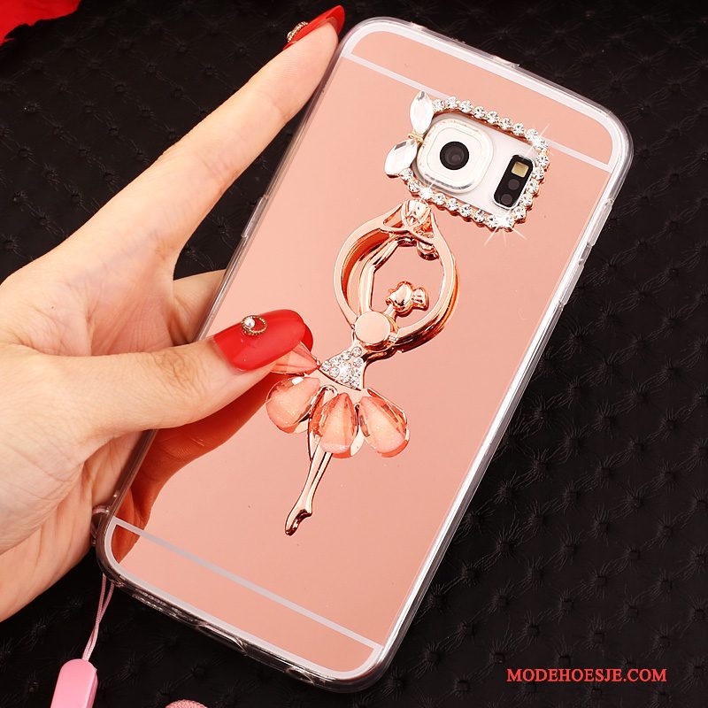 Hoesje Samsung Galaxy S6 Edge Scheppend Hanger Ring, Hoes Samsung Galaxy S6 Edge Bescherming Telefoon Roze