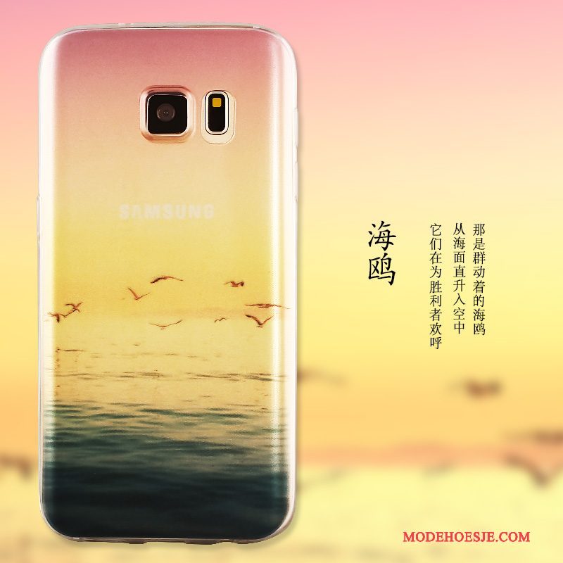 Hoesje Samsung Galaxy S6 Edge + Siliconen Dun Roze, Hoes Samsung Galaxy S6 Edge + Bescherming