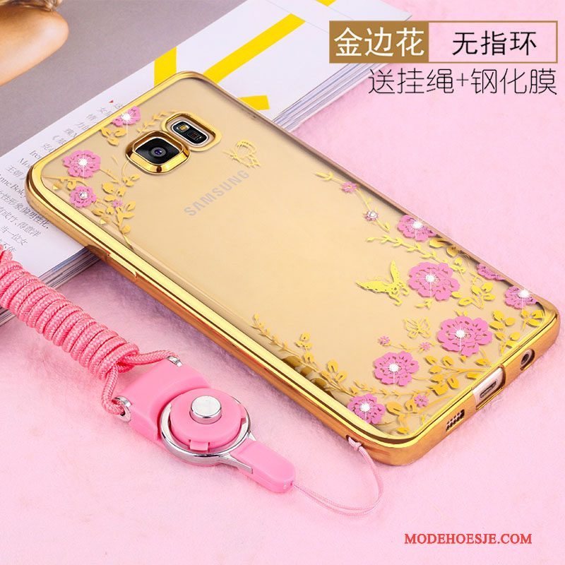 Hoesje Samsung Galaxy S6 Edge Siliconen Goudtelefoon, Hoes Samsung Galaxy S6 Edge Zacht Hanger