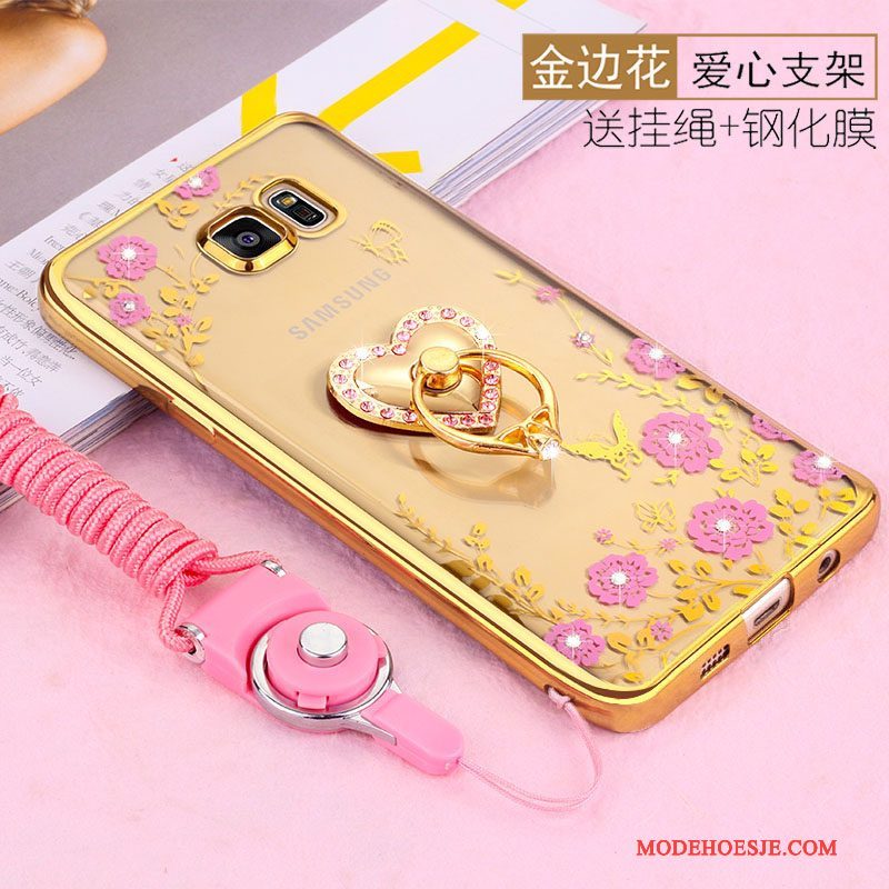 Hoesje Samsung Galaxy S6 Edge Siliconen Goudtelefoon, Hoes Samsung Galaxy S6 Edge Zacht Hanger