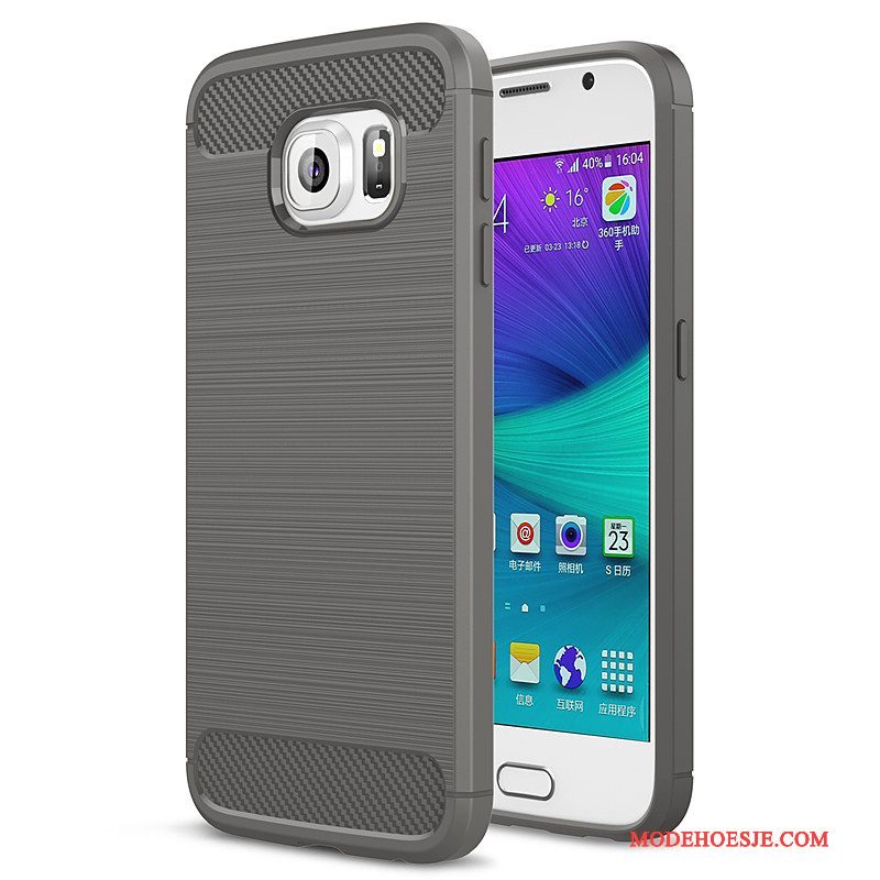 Hoesje Samsung Galaxy S6 Edge Siliconen Grijs, Hoes Samsung Galaxy S6 Edge Zacht