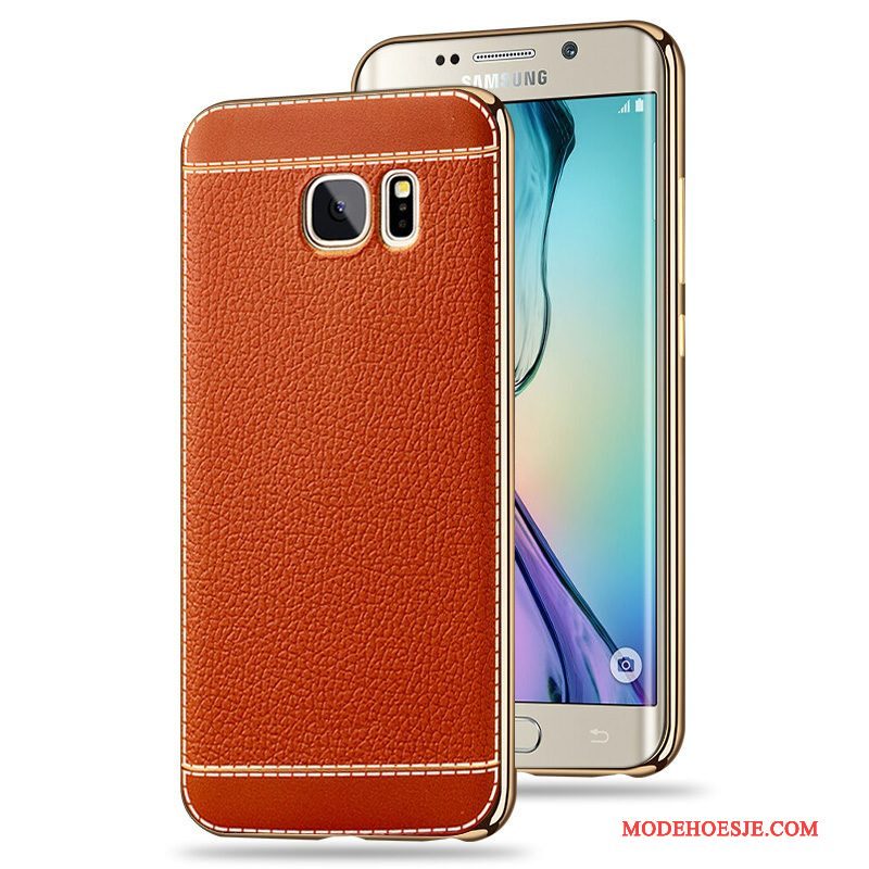 Hoesje Samsung Galaxy S6 Edge Siliconen Plating Rood, Hoes Samsung Galaxy S6 Edge Zacht Telefoon Patroon