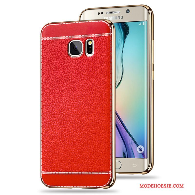 Hoesje Samsung Galaxy S6 Edge Siliconen Plating Rood, Hoes Samsung Galaxy S6 Edge Zacht Telefoon Patroon