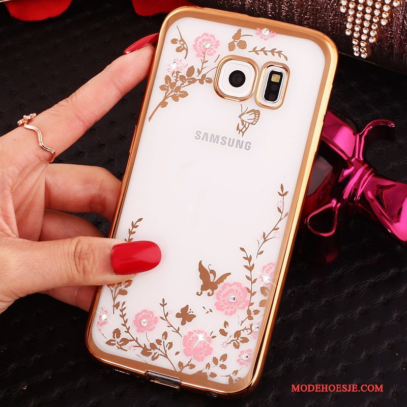 Hoesje Samsung Galaxy S6 Edge Spotprent Blauw, Hoes Samsung Galaxy S6 Edge Strass