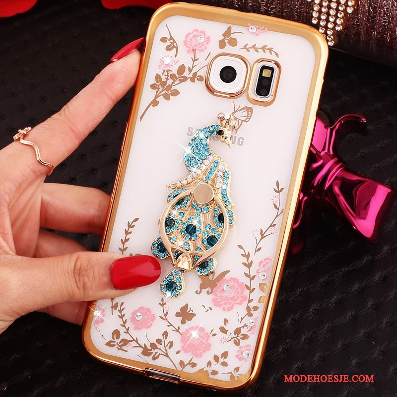 Hoesje Samsung Galaxy S6 Edge Spotprent Blauw, Hoes Samsung Galaxy S6 Edge Strass