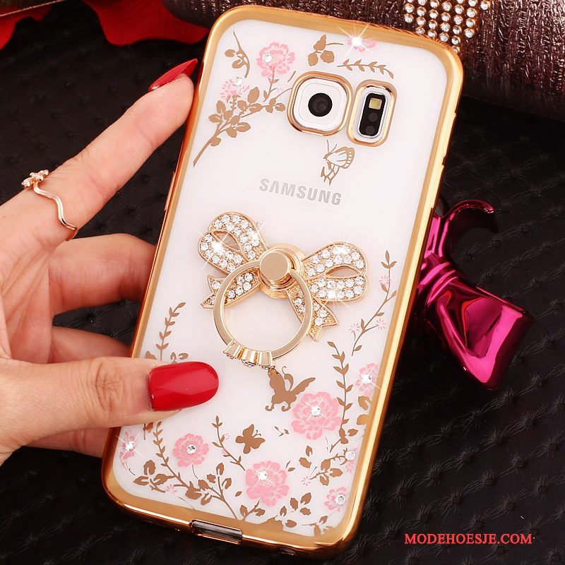 Hoesje Samsung Galaxy S6 Edge Spotprent Blauw, Hoes Samsung Galaxy S6 Edge Strass