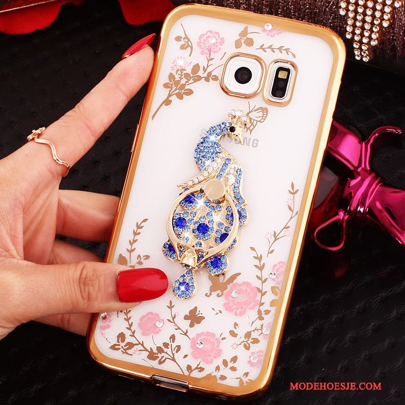 Hoesje Samsung Galaxy S6 Edge Spotprent Blauw, Hoes Samsung Galaxy S6 Edge Strass