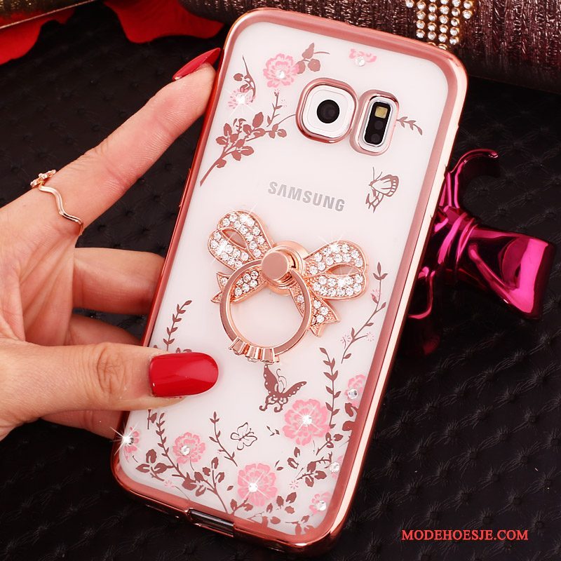 Hoesje Samsung Galaxy S6 Edge Spotprent Blauw, Hoes Samsung Galaxy S6 Edge Strass