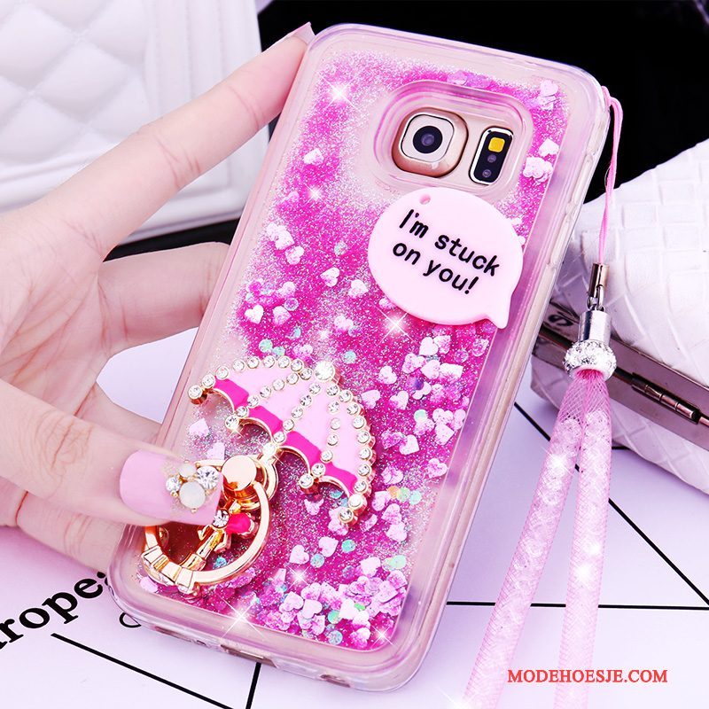 Hoesje Samsung Galaxy S6 Edge + Spotprent Hanger Mooie, Hoes Samsung Galaxy S6 Edge + Bescherming Telefoon Purper