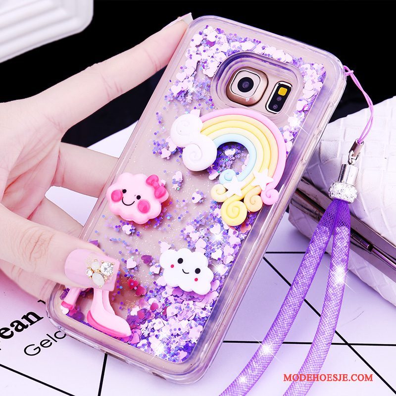 Hoesje Samsung Galaxy S6 Edge + Spotprent Hanger Mooie, Hoes Samsung Galaxy S6 Edge + Bescherming Telefoon Purper