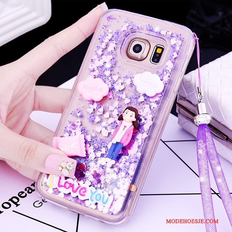 Hoesje Samsung Galaxy S6 Edge + Spotprent Hanger Mooie, Hoes Samsung Galaxy S6 Edge + Bescherming Telefoon Purper