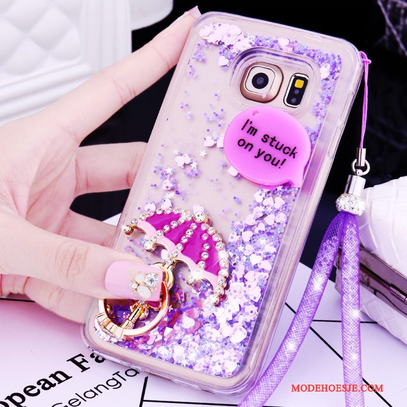 Hoesje Samsung Galaxy S6 Edge + Spotprent Hanger Mooie, Hoes Samsung Galaxy S6 Edge + Bescherming Telefoon Purper