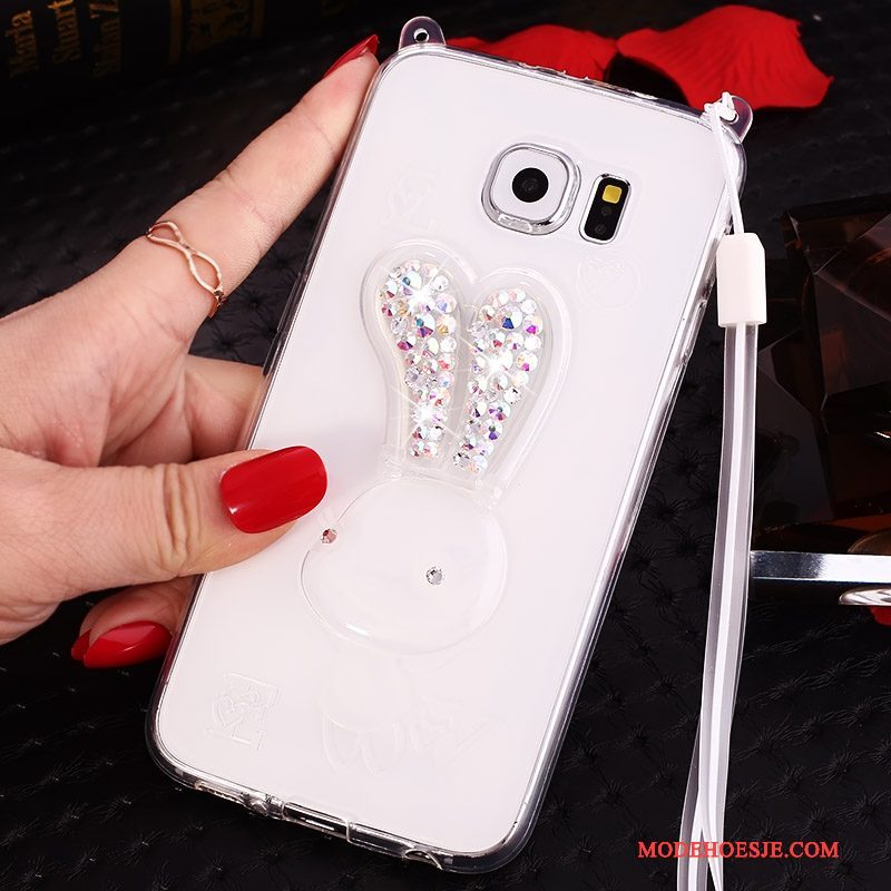 Hoesje Samsung Galaxy S6 Edge + Spotprent Hanger Purper, Hoes Samsung Galaxy S6 Edge + Strass Telefoon