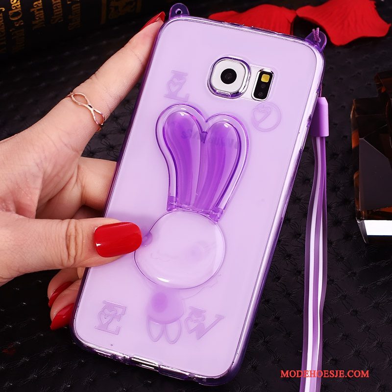 Hoesje Samsung Galaxy S6 Edge + Spotprent Hanger Purper, Hoes Samsung Galaxy S6 Edge + Strass Telefoon