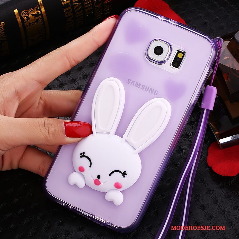 Hoesje Samsung Galaxy S6 Edge Spotprent Purper Hanger, Hoes Samsung Galaxy S6 Edge Ondersteuning Telefoon