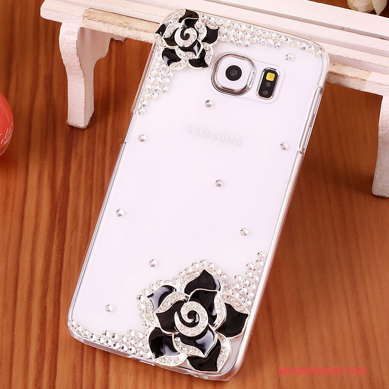 Hoesje Samsung Galaxy S6 Edge + Strass Blauw Doorzichtig, Hoes Samsung Galaxy S6 Edge + Bescherming