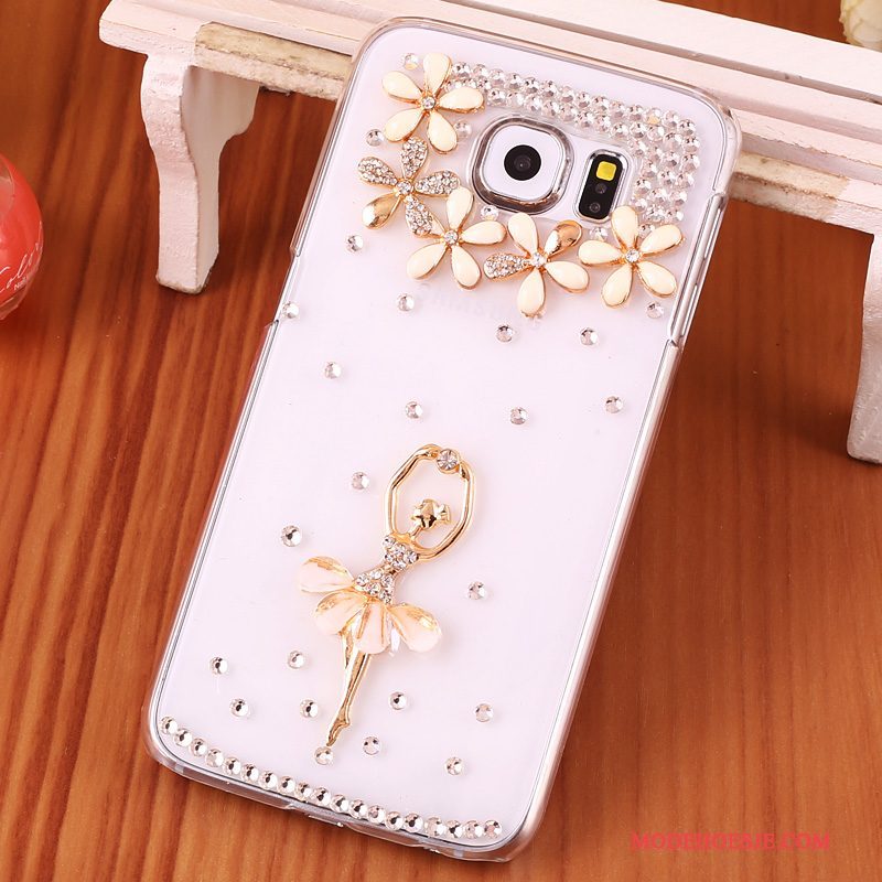 Hoesje Samsung Galaxy S6 Edge + Strass Blauw Doorzichtig, Hoes Samsung Galaxy S6 Edge + Bescherming