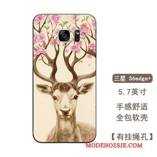 Hoesje Samsung Galaxy S6 Edge + Zacht Bloemen Hanger, Hoes Samsung Galaxy S6 Edge + Scheppend Telefoon Anti-fall