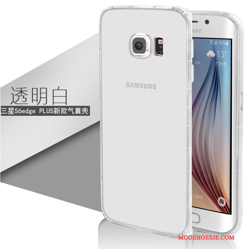 Hoesje Samsung Galaxy S6 Edge + Zacht Doorzichtig Wit, Hoes Samsung Galaxy S6 Edge + Siliconen Duntelefoon