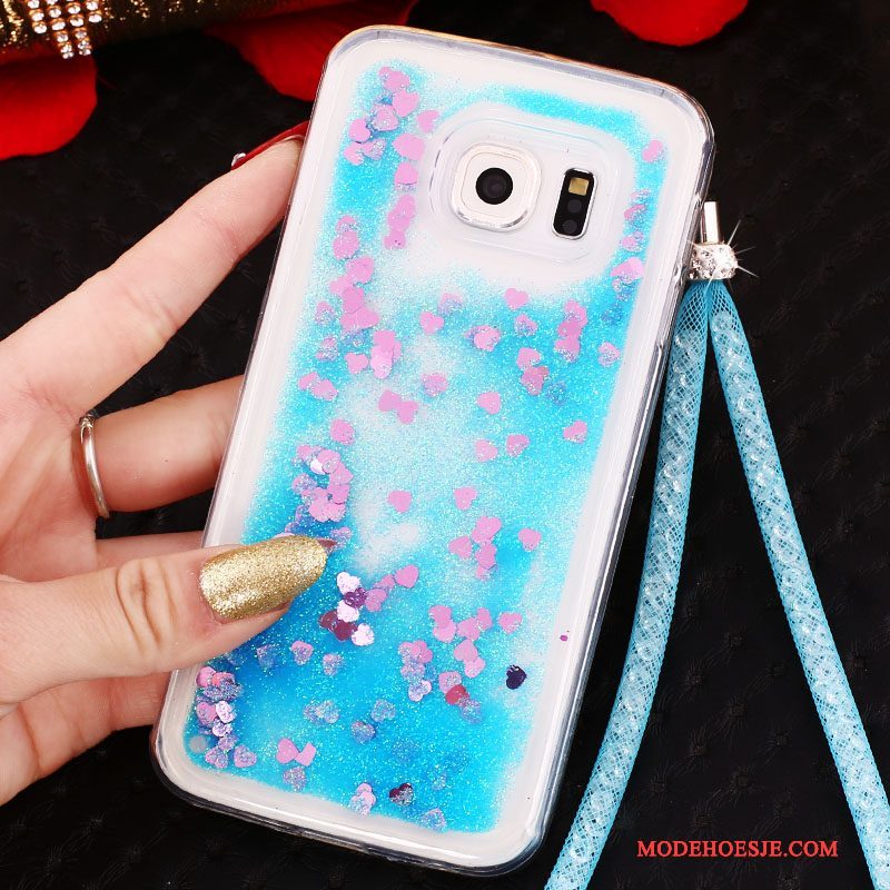 Hoesje Samsung Galaxy S6 Edge Zacht Drijfzandtelefoon, Hoes Samsung Galaxy S6 Edge Bescherming Blauw