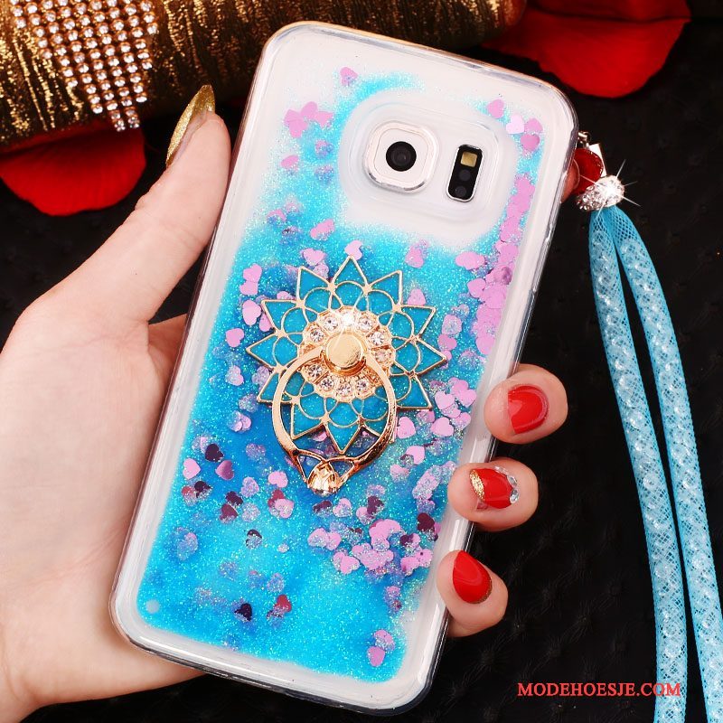 Hoesje Samsung Galaxy S6 Edge Zacht Drijfzandtelefoon, Hoes Samsung Galaxy S6 Edge Bescherming Blauw