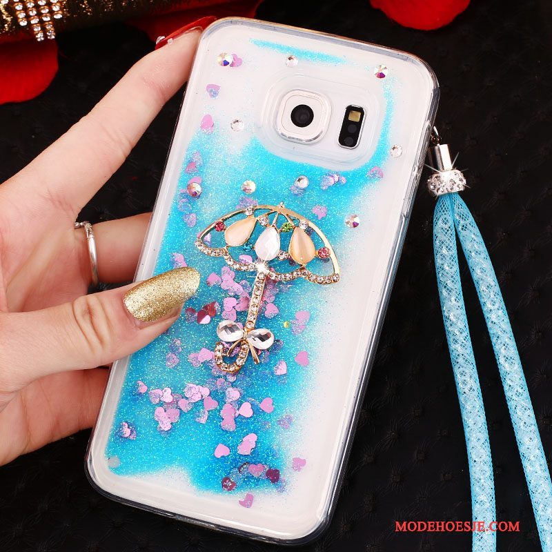 Hoesje Samsung Galaxy S6 Edge Zacht Drijfzandtelefoon, Hoes Samsung Galaxy S6 Edge Bescherming Blauw