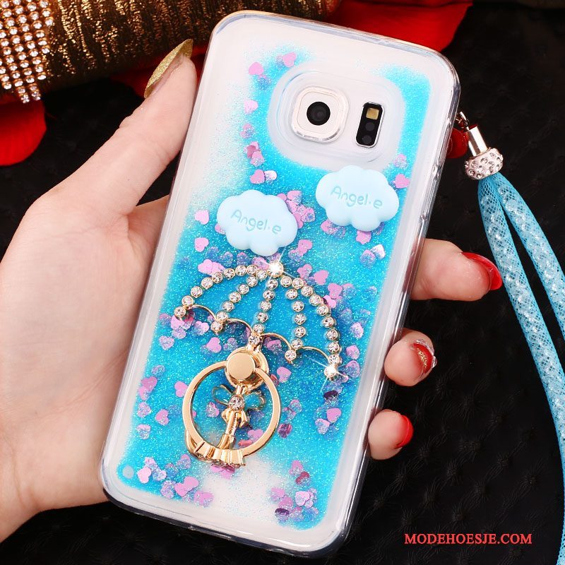 Hoesje Samsung Galaxy S6 Edge Zacht Drijfzandtelefoon, Hoes Samsung Galaxy S6 Edge Bescherming Blauw