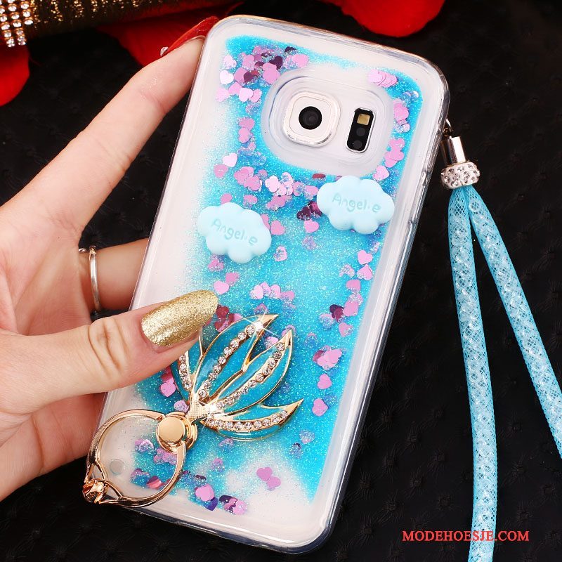 Hoesje Samsung Galaxy S6 Edge Zacht Drijfzandtelefoon, Hoes Samsung Galaxy S6 Edge Bescherming Blauw