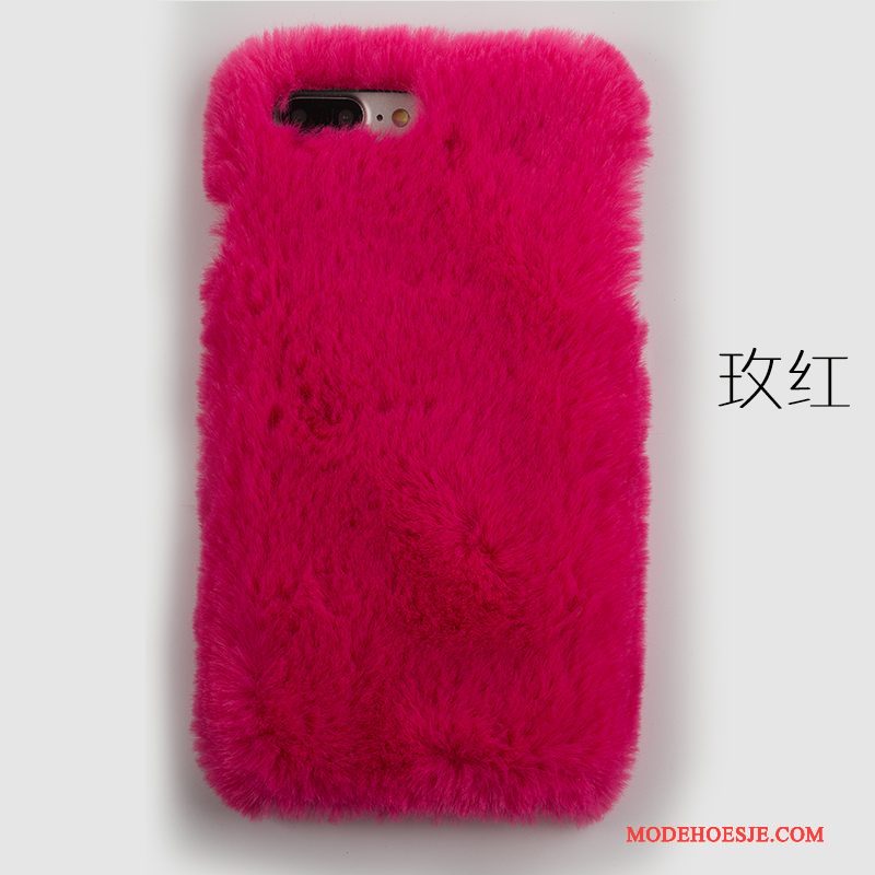 Hoesje Samsung Galaxy S6 Edge + Zacht Roze Konijnenbont, Hoes Samsung Galaxy S6 Edge + Telefoon Pluche