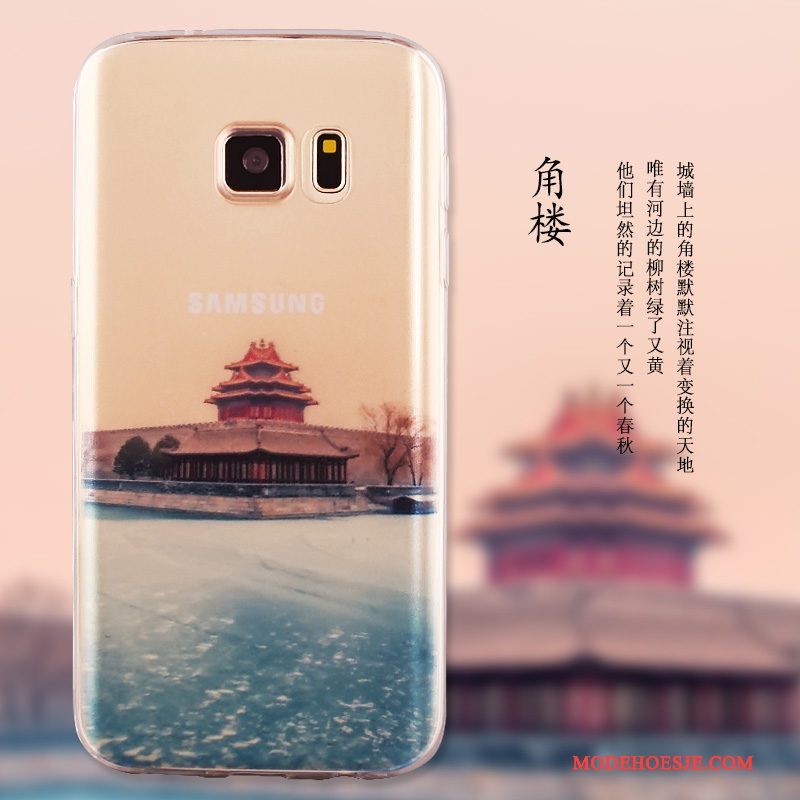 Hoesje Samsung Galaxy S6 Edge + Zacht Telefoon Blauw, Hoes Samsung Galaxy S6 Edge + Siliconen