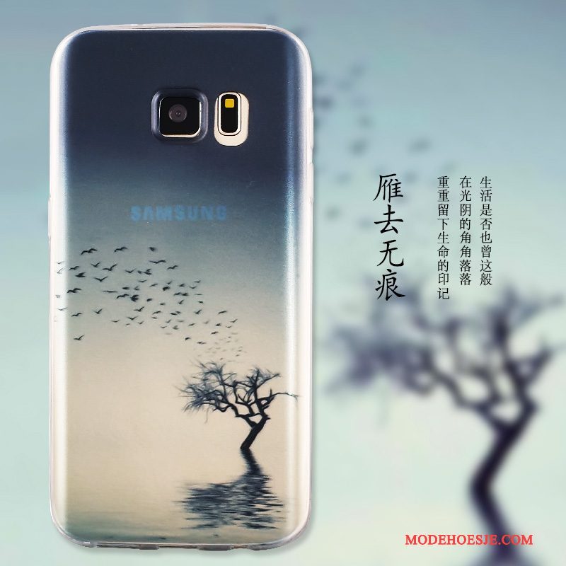 Hoesje Samsung Galaxy S6 Edge + Zacht Telefoon Blauw, Hoes Samsung Galaxy S6 Edge + Siliconen