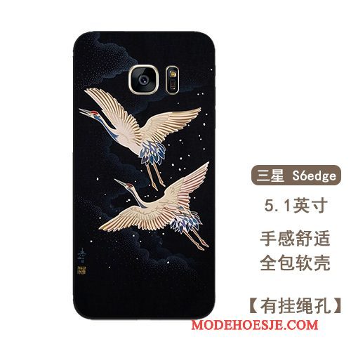 Hoesje Samsung Galaxy S6 Edge + Zakken Chinese Stijl Hanger, Hoes Samsung Galaxy S6 Edge + Zacht Anti-fall Handbeschilderde