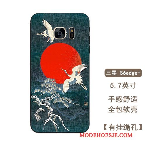 Hoesje Samsung Galaxy S6 Edge + Zakken Chinese Stijl Hanger, Hoes Samsung Galaxy S6 Edge + Zacht Anti-fall Handbeschilderde