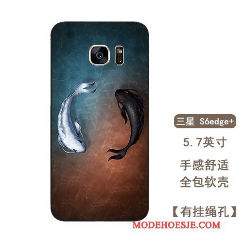 Hoesje Samsung Galaxy S6 Edge + Zakken Diepe Kleurtelefoon, Hoes Samsung Galaxy S6 Edge + Zacht Hanger Grijs