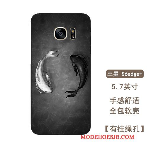 Hoesje Samsung Galaxy S6 Edge + Zakken Diepe Kleurtelefoon, Hoes Samsung Galaxy S6 Edge + Zacht Hanger Grijs