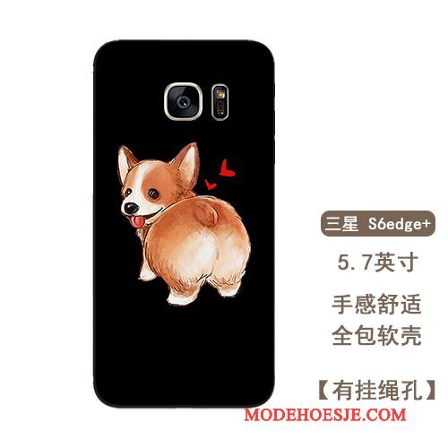 Hoesje Samsung Galaxy S6 Edge + Zakken Mooie Anti-fall, Hoes Samsung Galaxy S6 Edge + Zacht Zwart Hanger