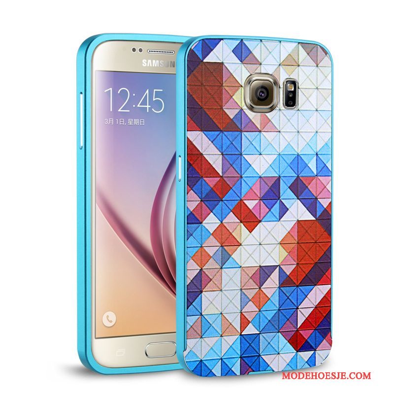 Hoesje Samsung Galaxy S6 Metaal Telefoon Geel, Hoes Samsung Galaxy S6 Omlijsting Achterklep