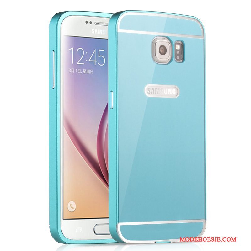 Hoesje Samsung Galaxy S6 Metaal Telefoon Geel, Hoes Samsung Galaxy S6 Omlijsting Achterklep