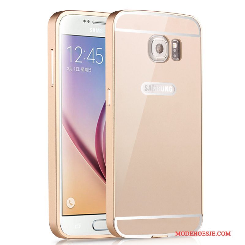 Hoesje Samsung Galaxy S6 Metaal Telefoon Geel, Hoes Samsung Galaxy S6 Omlijsting Achterklep