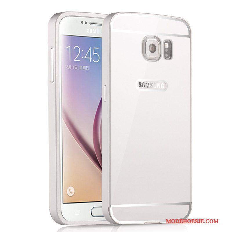 Hoesje Samsung Galaxy S6 Metaal Telefoon Geel, Hoes Samsung Galaxy S6 Omlijsting Achterklep