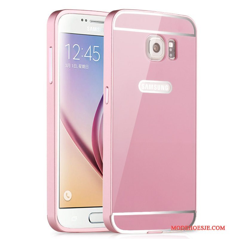 Hoesje Samsung Galaxy S6 Metaal Telefoon Geel, Hoes Samsung Galaxy S6 Omlijsting Achterklep