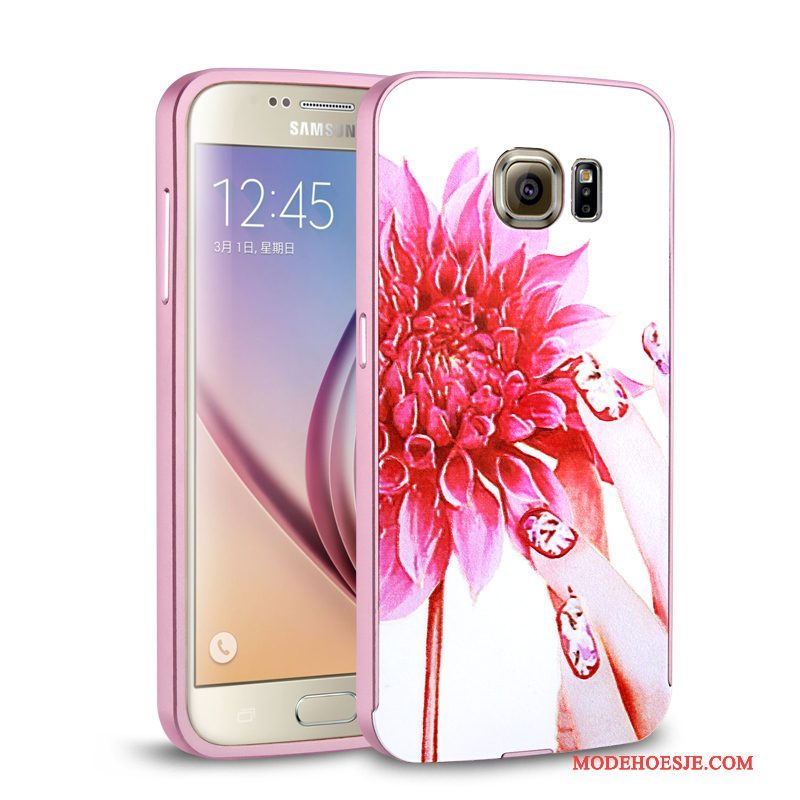 Hoesje Samsung Galaxy S6 Metaal Telefoon Geel, Hoes Samsung Galaxy S6 Omlijsting Achterklep