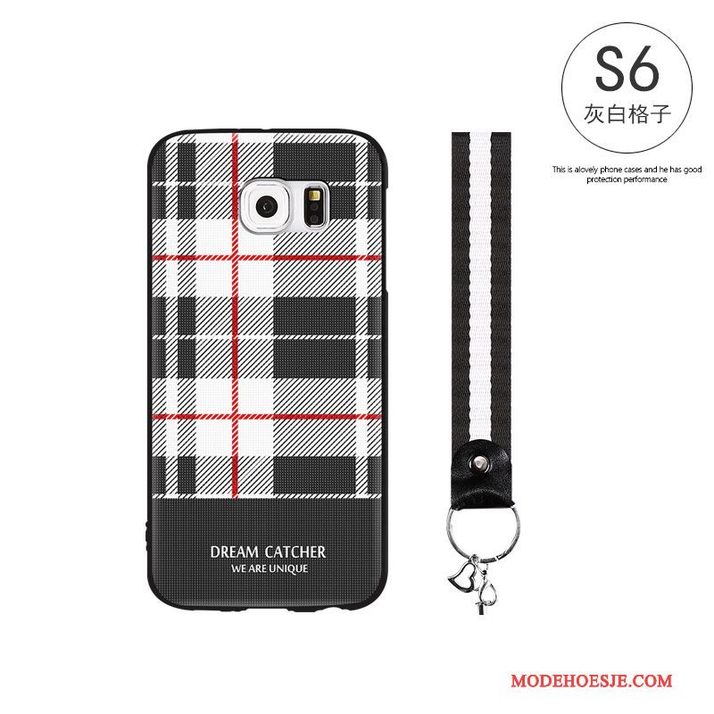 Hoesje Samsung Galaxy S6 Siliconen Telefoon Schrobben, Hoes Samsung Galaxy S6 Scheppend Trend Zwart